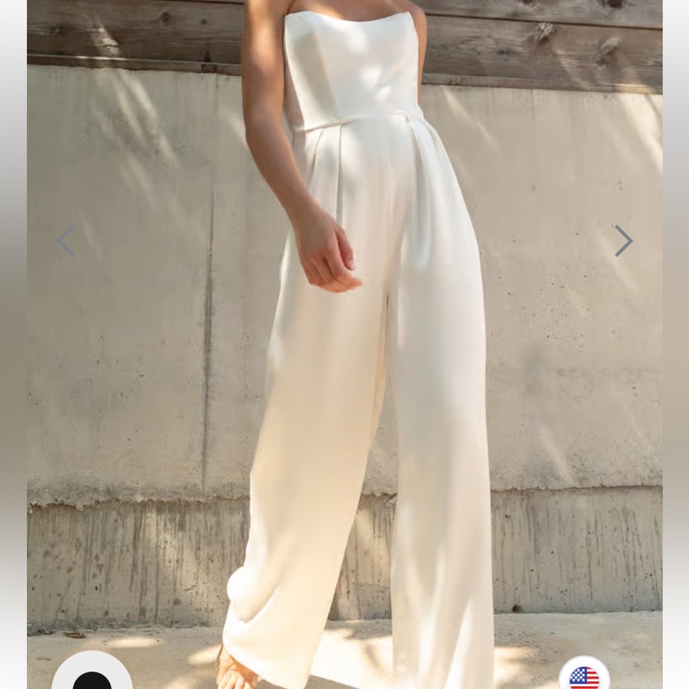 Jenny Yoo Strapless Ivory Annika Jumpsuit